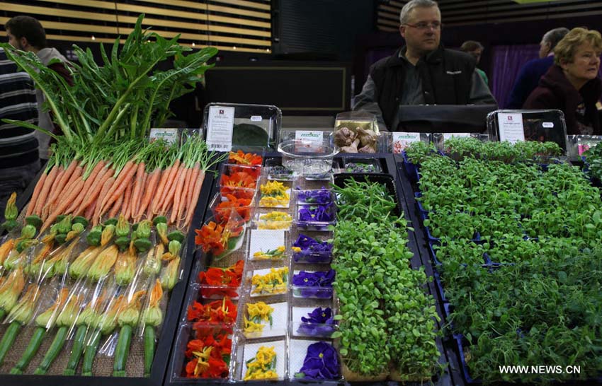 Photo prise le 30 janvier à Lyon en France montrant des légumes lors du Salon international de la restauration, de l'h?tellerie et de l'alimentation (Sirha) 2013 qui s'est cl?turé le même jour. 