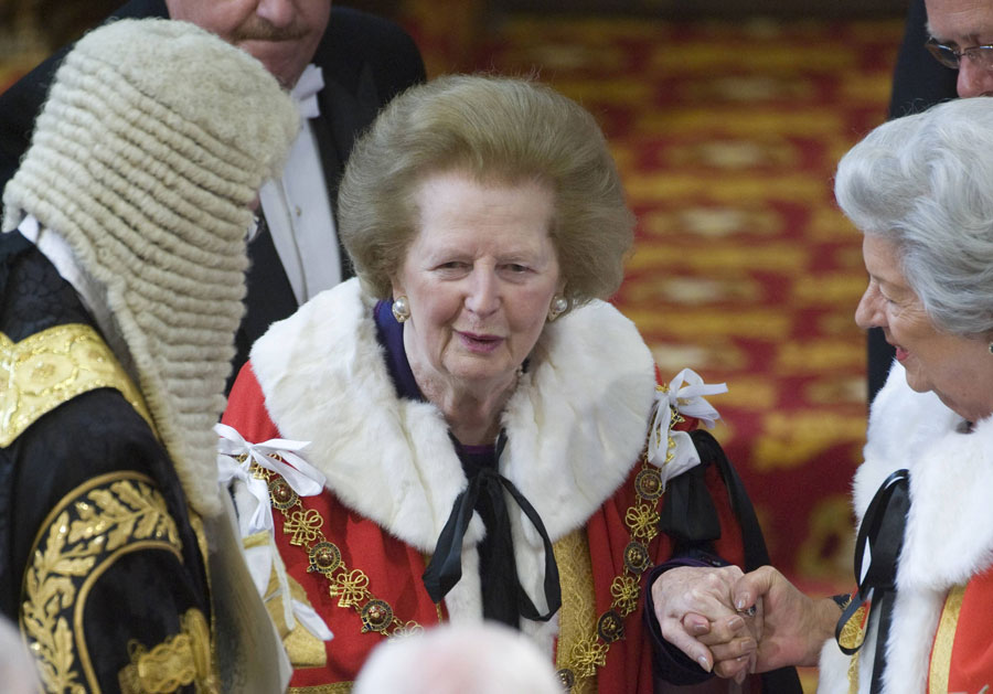  L'ancienne Première ministre Margaret Thatcher assiste à la cérémonie d'ouverture du Parlement britannique, le 25 mai 2010. (Photo: Xinhua/Reuters)