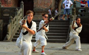 Des amateurs d'arts martiaux étrangers au mont Wudang