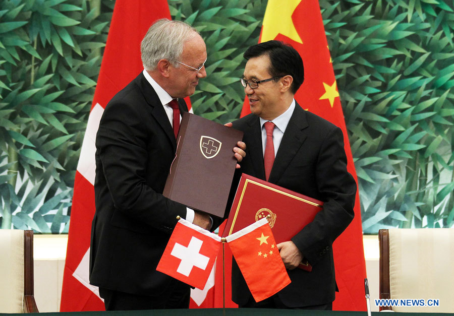 Signature d'un accord de libre-échange Chine-Suisse