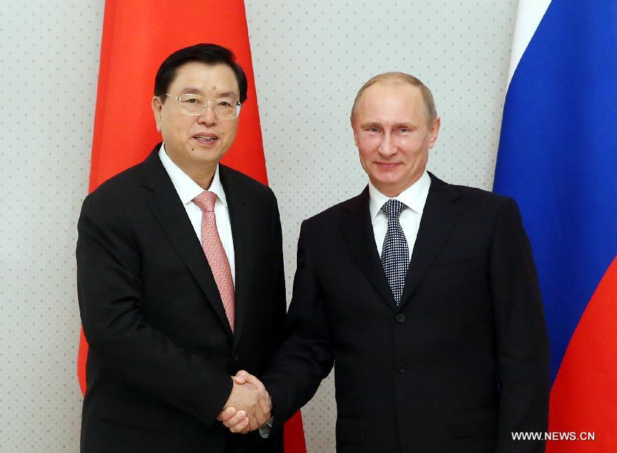 Zhang Dejiang rencontre rencontre le président russe Vladimir Poutine.