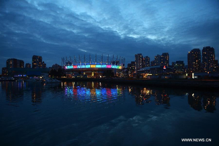 La photo prise le 23 mars 2013 montre la vue sur BC place depuis le quartier de False Creek à Vancouver, au Canada. 