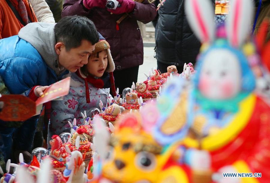 Photo prise le 31 janvier 2014 lors d'une foire du temple pour célébrer la Fête du Printemps à Beijing