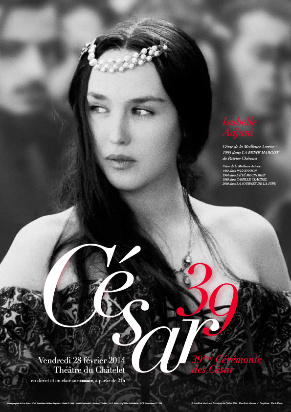 Isabelle Adjani en Reine Margot sur l'affiche officielle des Césars 2014. La Cérémonie des Césars se déroulera au Théatre du Chatelet vendredi 28 février. Voici en quelques points ce qu'il faut retenir à propos de la 39e édition, pour bien préparer cette grande soirée du cinéma fran?ais.