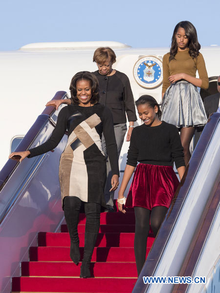 Arrivée de Michelle Obama à Beijing pour une visite de sept jours