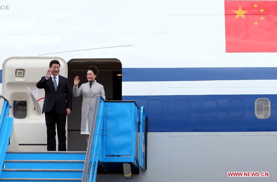 Le président chinois Xi Jinping est arrivé à Amsterdam pour effectuer une visite d'Etat aux Pays-Bas et participer au sommet nucléaire mondial, le 22 mars 2014.